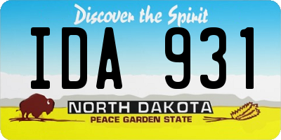ND license plate IDA931