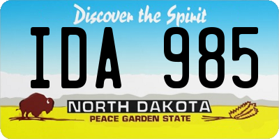 ND license plate IDA985