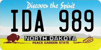 ND license plate IDA989