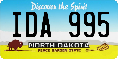 ND license plate IDA995