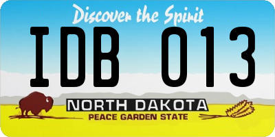 ND license plate IDB013