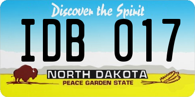 ND license plate IDB017
