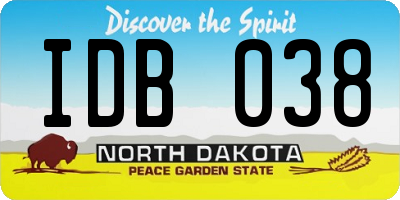 ND license plate IDB038