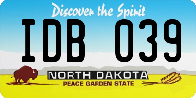 ND license plate IDB039