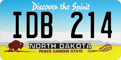 ND license plate IDB214