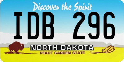 ND license plate IDB296