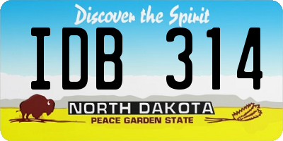 ND license plate IDB314