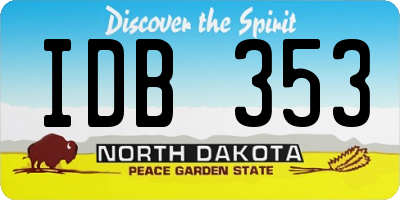 ND license plate IDB353