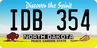 ND license plate IDB354