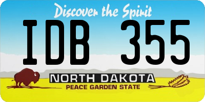 ND license plate IDB355