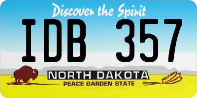 ND license plate IDB357