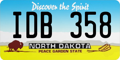 ND license plate IDB358