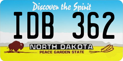 ND license plate IDB362