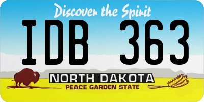 ND license plate IDB363