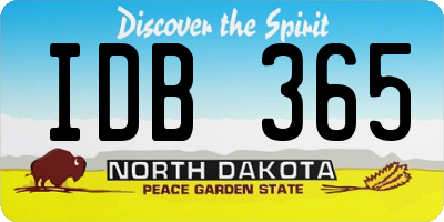 ND license plate IDB365