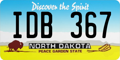 ND license plate IDB367