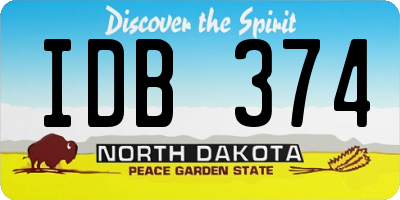 ND license plate IDB374