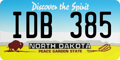 ND license plate IDB385