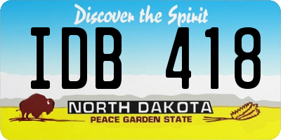 ND license plate IDB418