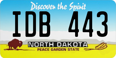 ND license plate IDB443