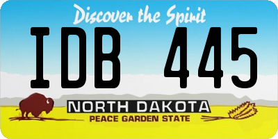 ND license plate IDB445