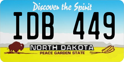 ND license plate IDB449