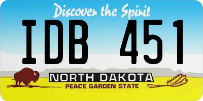 ND license plate IDB451