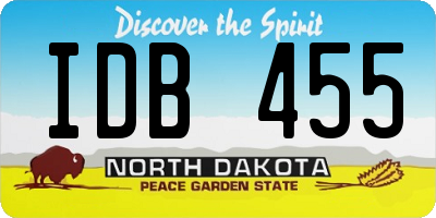 ND license plate IDB455