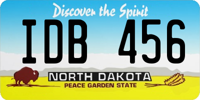 ND license plate IDB456