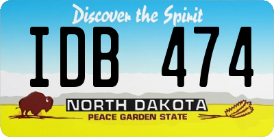 ND license plate IDB474