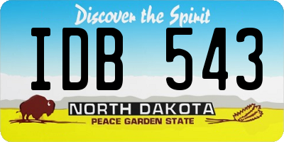 ND license plate IDB543