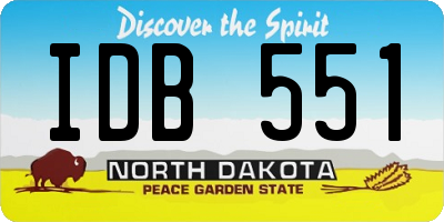 ND license plate IDB551