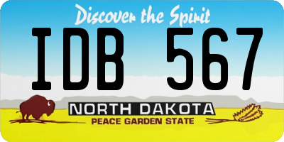 ND license plate IDB567