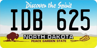 ND license plate IDB625