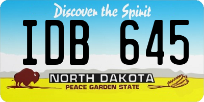 ND license plate IDB645