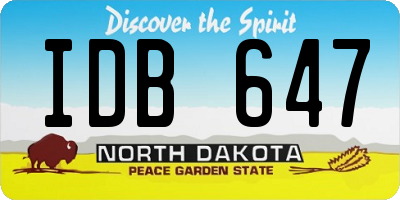 ND license plate IDB647