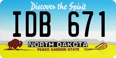 ND license plate IDB671