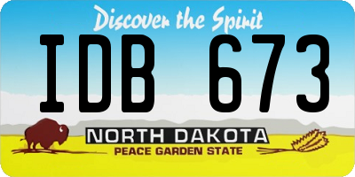 ND license plate IDB673