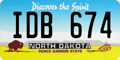 ND license plate IDB674