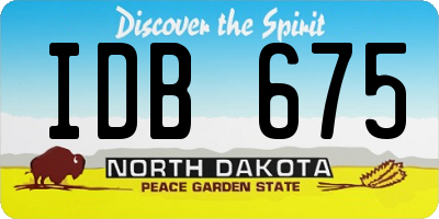 ND license plate IDB675