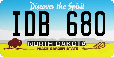 ND license plate IDB680