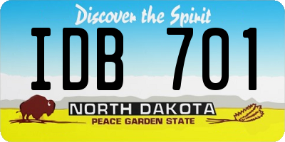 ND license plate IDB701