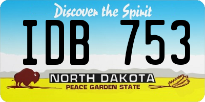 ND license plate IDB753