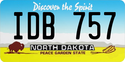 ND license plate IDB757
