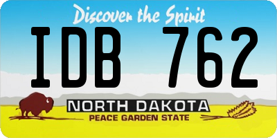 ND license plate IDB762