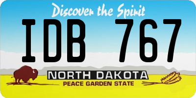 ND license plate IDB767