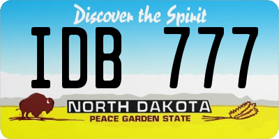 ND license plate IDB777