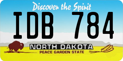 ND license plate IDB784