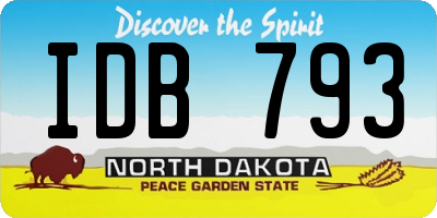 ND license plate IDB793