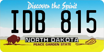 ND license plate IDB815